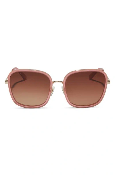 Diff Genevive 57mm Polarized Square Sunglasses In Guava / Brown Gradient