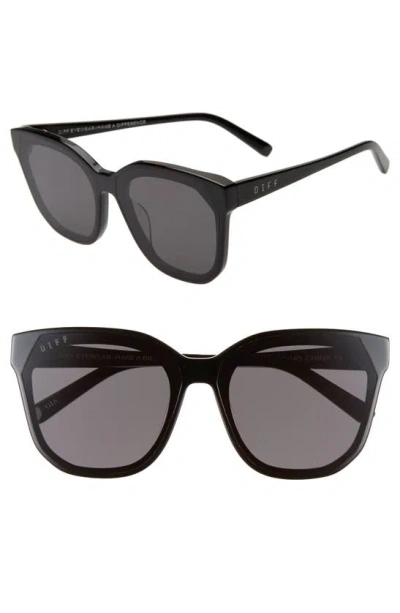 Diff Gia 62mm Oversize Square Sunglasses In Black
