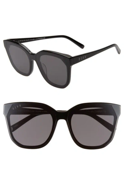 Diff Gia 62mm Oversize Square Sunglasses In Black Smoke To Vintage Crystal