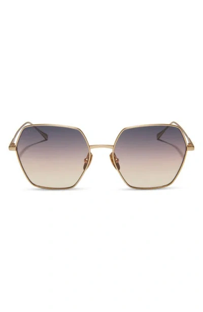 Diff Harlowe 55mm Square Sunglasses In Gold/twilight Gradient