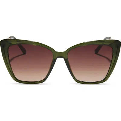 Diff Heidi 56mm Cat Eye Sunglasses In Dark Sage Crystal