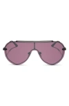 Diff Imani 139mm Gradient Shield Sunglasses In Aubergine With Silver Flash