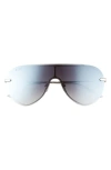 Diff Imani 139mm Gradient Shield Sunglasses In Grey Gradient W Silver Flash