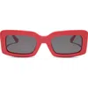 Diff Indy 51mm Polarized Rectangular Sunglasses In Red