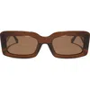 Diff Indy 51mm Polarized Rectangular Sunglasses In Brown
