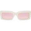 Diff Indy 51mm Polarized Rectangular Sunglasses In Opaline/taupe Mirror