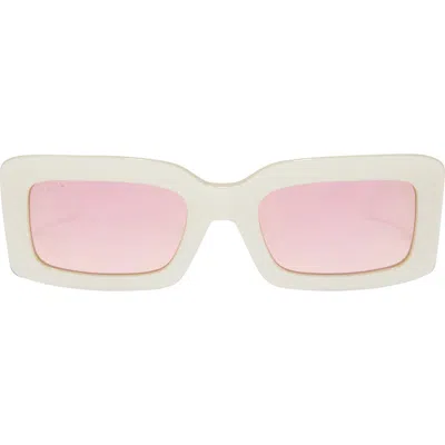 Diff Indy 51mm Polarized Rectangular Sunglasses In Opaline/taupe Mirror