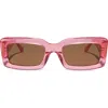 Diff Indy 51mm Polarized Rectangular Sunglasses In Pink