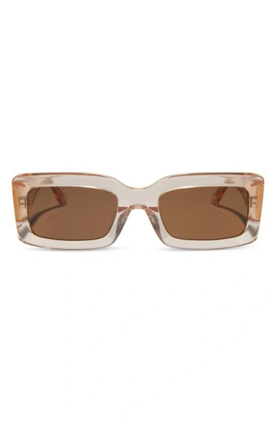 Diff Indy 51mm Rectangular Sunglasses In Vint Rose Crystal / Brown Grad