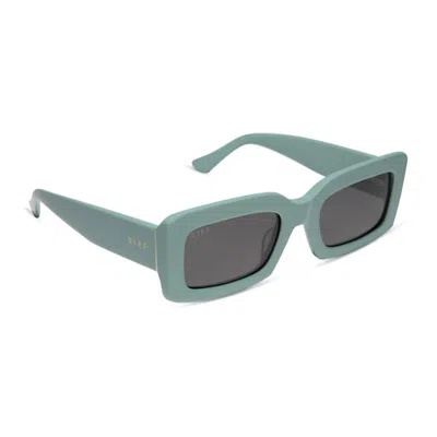 Diff Indy Rectangle Sunglasses In Steel Teal Grey Polarized Sunglasses In Green