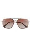 Diff Jordan 57mm Navigator Square Polarized Sunglasses In Brown