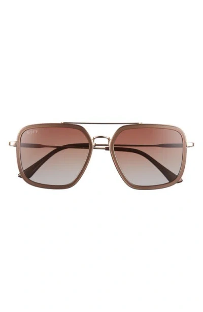 Diff Jordan 57mm Navigator Square Polarized Sunglasses In Brown