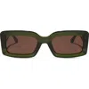 Diff Katie 52mm Gradient Rectangle Sunglasses In Milky Olive