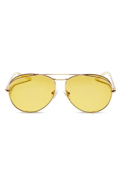 Diff Koko 63mm Tinted Oversize Aviator Sunglasses In Gold