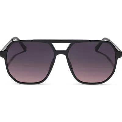 Diff Landon 58mm Gradient Oversize Aviator Sunglasses In Black