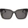 Diff Lizzy 54mm Gradient Cat Eye Sunglasses In Black Smoke Crystal