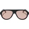 Diff Lyla Aviator Sunglasses In Black/ Peach Tint