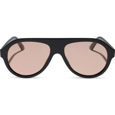 Diff Lyla Aviator Sunglasses In Black/ Peach Tint