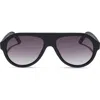 Diff Lyla Aviator Sunglasses In Matte Black/ Grey Gradient