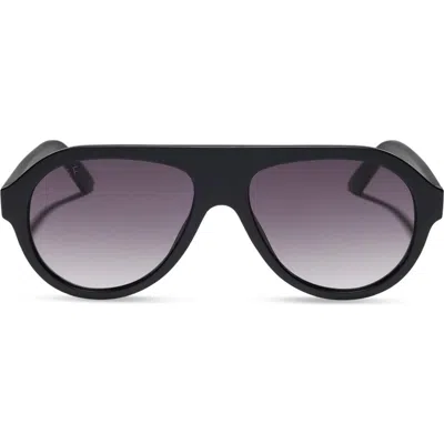 Diff Lyla Aviator Sunglasses In Matte Black/ Grey Gradient