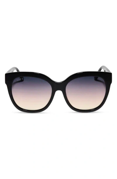 Diff Maya 59mm Round Sunglasses In Black/ Twilight Gradient