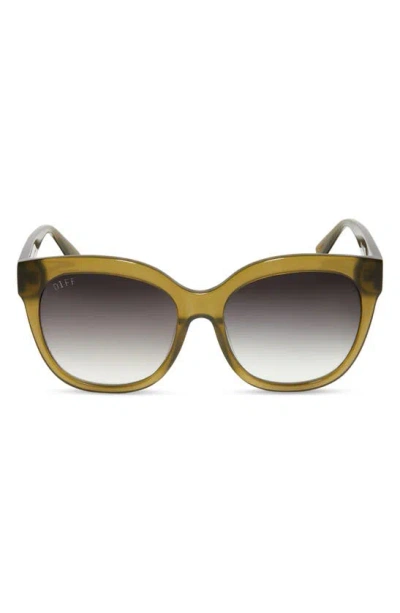 Diff Maya 59mm Round Sunglasses In Olive/grey Gradient