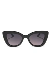 Diff Melody 52mm Polarized Gradient Cat Eye Sunglasses In Black