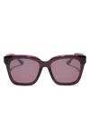 Diff Meredith 54mm Square Sunglasses In Aubergine With Silver Flash