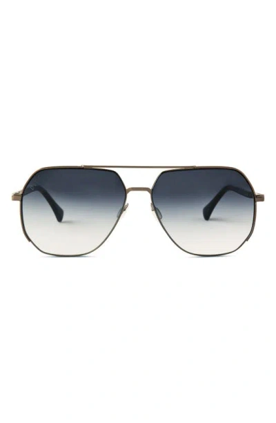 Diff Monaco 67mm Gradient Oversize Aviator Sunglasses In Antique Gunmetal / Grey