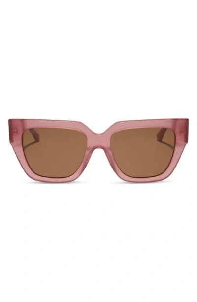 Diff Remi Ii 53mm Polarized Square Sunglasses In Guava / Brown Gradient