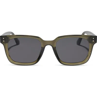 Diff Rhett Square Sunglasses In Milky Olive/grey