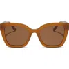 Diff Rhys 51mm Polarized Rectangular Sunglasses In Brown