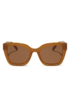 Diff Rhys 51mm Polarized Rectangular Sunglasses In Brown