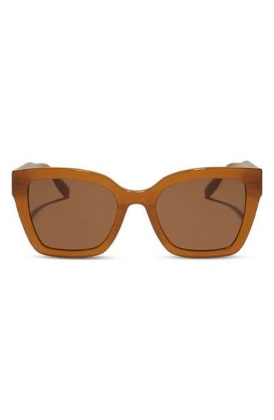 Diff Rhys 51mm Polarized Rectangular Sunglasses In Brown