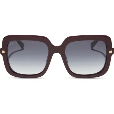 Diff Sandra 54mm Gradient Square Sunglasses In Dark Cherry / Grey Gradient