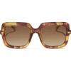Diff Sandra 54mm Polarized Square Sunglasses In Brown