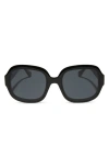 Diff Seraphina 57mm Polarized Round Sunglasses In Black / Grey