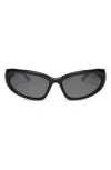 Diff Side Out 49mm Rectangular Sunglasses In Black