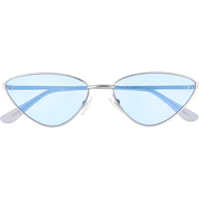 Diff Tabitha 60mm Cat Eye Sunglasses In Silver/ Blue Tint