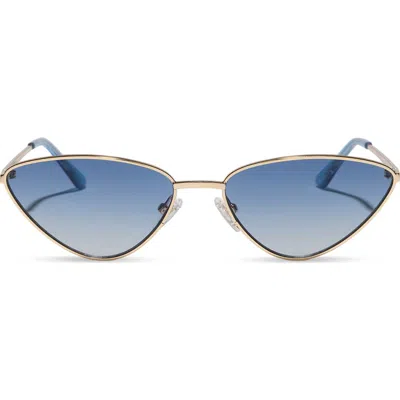Diff Tabitha Cat Eye Sunglasses In Brushed Gold/ Sky Blue