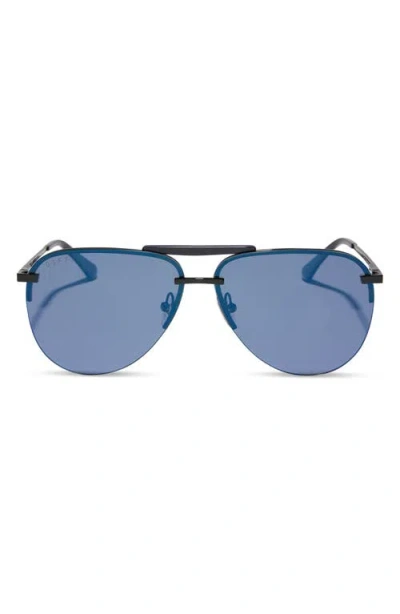 Diff Tahoe 65mm Oversize Aviator Sunglasses In Black/midnight Mirror