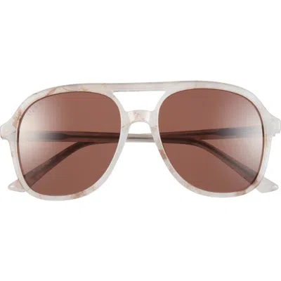 Diff Tegan 55mm Aviator Sunglasses In Latte Tortoise Brown