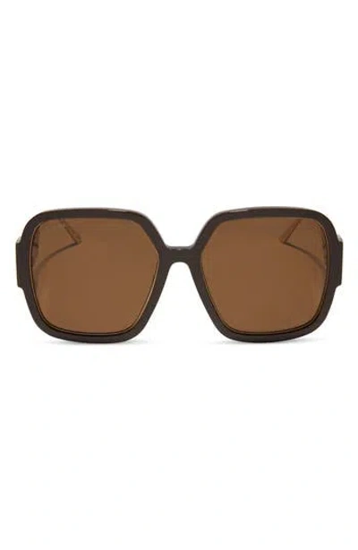 Diff Tina Ii 58mm Polarized Square Sunglasses In Brown