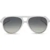 Diff Tosca Ii 56mm Aviator Sunglasses In Grey Gradient Silver Flash