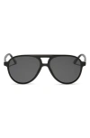 Diff Tosca Ii 56mm Polarized Aviator Sunglasses In Black/ Grey