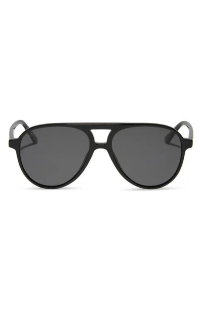 Diff Tosca Ii 56mm Polarized Aviator Sunglasses In Black