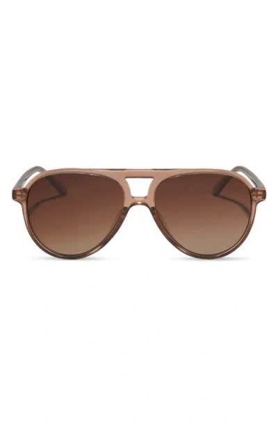Diff Tosca Ii 56mm Polarized Aviator Sunglasses In Brown Gradient
