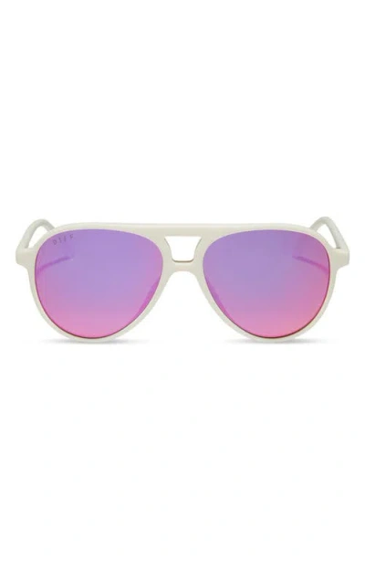 Diff Tosca Ii 56mm Polarized Aviator Sunglasses In Pink Rush Mirror