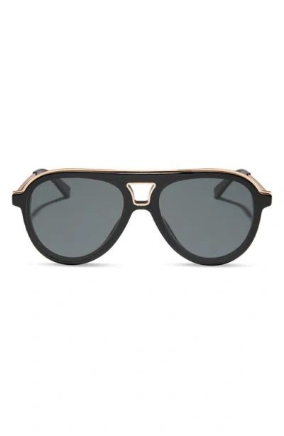 Diff Tosca Iii 56mm Aviator Sunglasses In Black/grey
