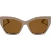 Diff Vivienne 56mm Cat Eye Sunglasses In Brown With Gold Flash